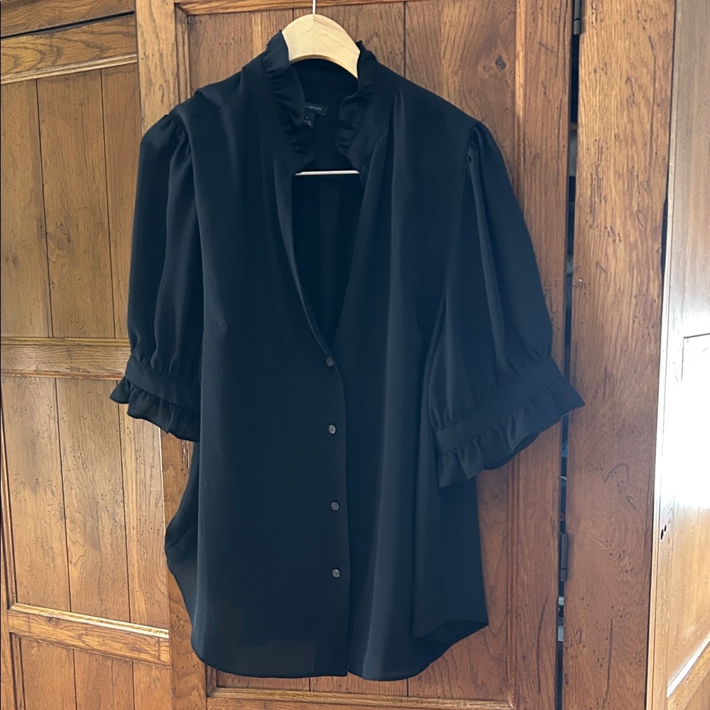 Ann Taylor Black Ruffled Blouse
